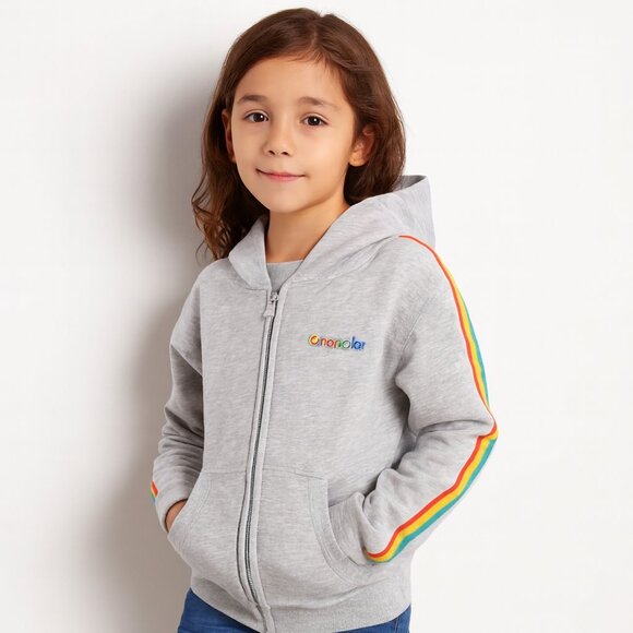 Crayola Rainbow Stripe Zip Hoodie Jacket Long Sleeve Pocket Fits 7 year old - Picture 1 of 13